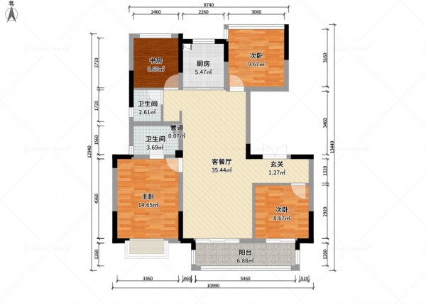 三房兩廳120㎡簡寫案例